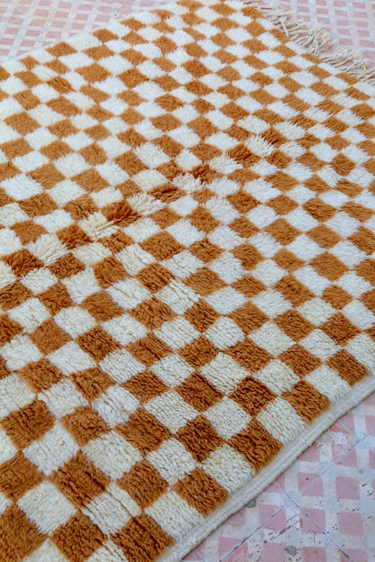 Alfombra Bereber a Cuadros Invertidos Marrones Azilal - 206 x 154 cm Néda