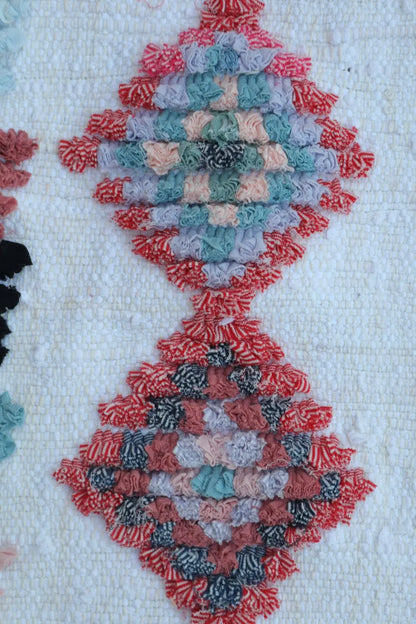 Tapis Berbère Boucherouite Coloré – Coton recyclé et lavable - 72 x 110 cm Néda