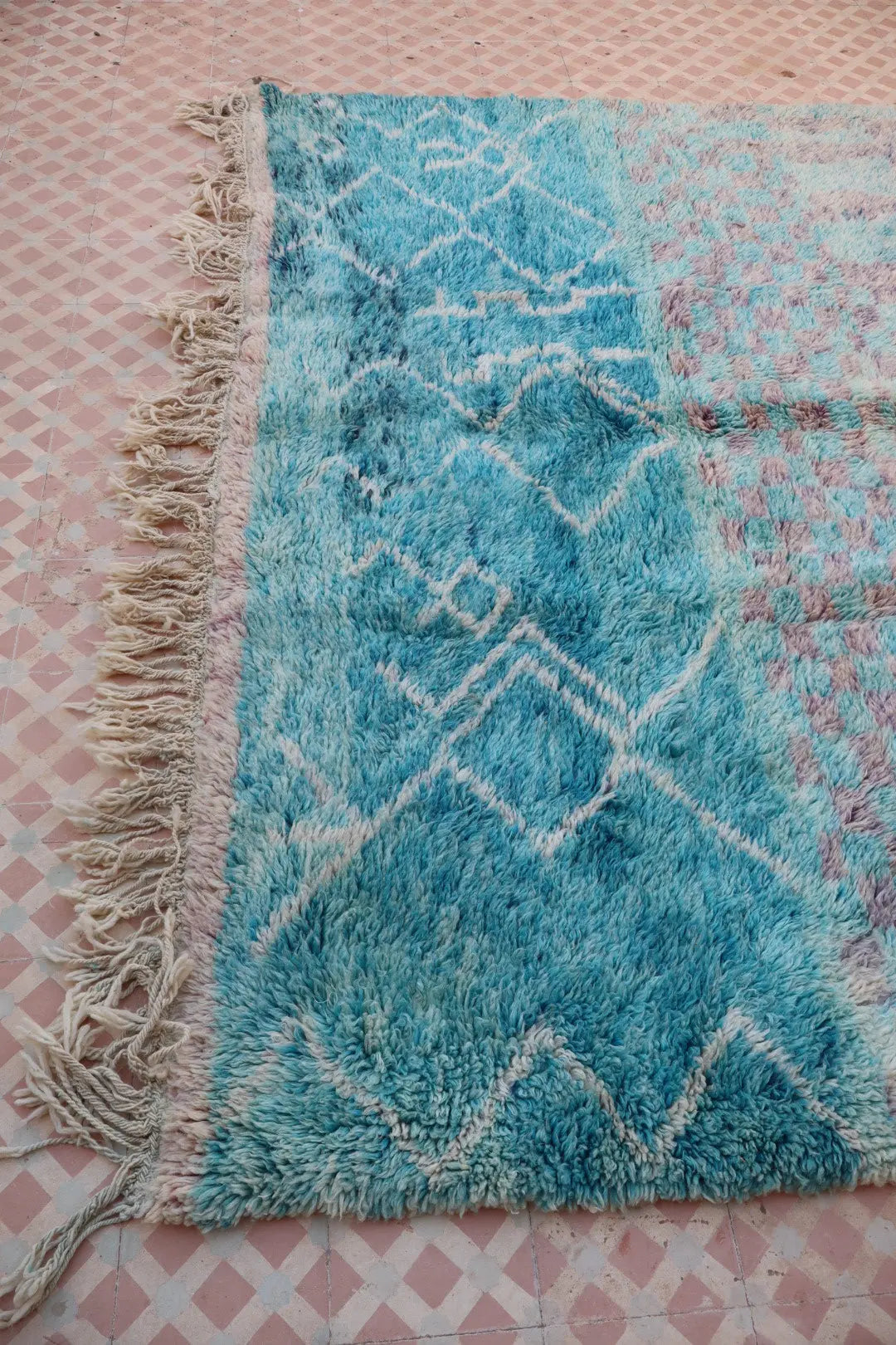 Tapis Berbère Coloré Bleu Béni Ouarain Qualité Supérieure - 290 x 212 cm Néda