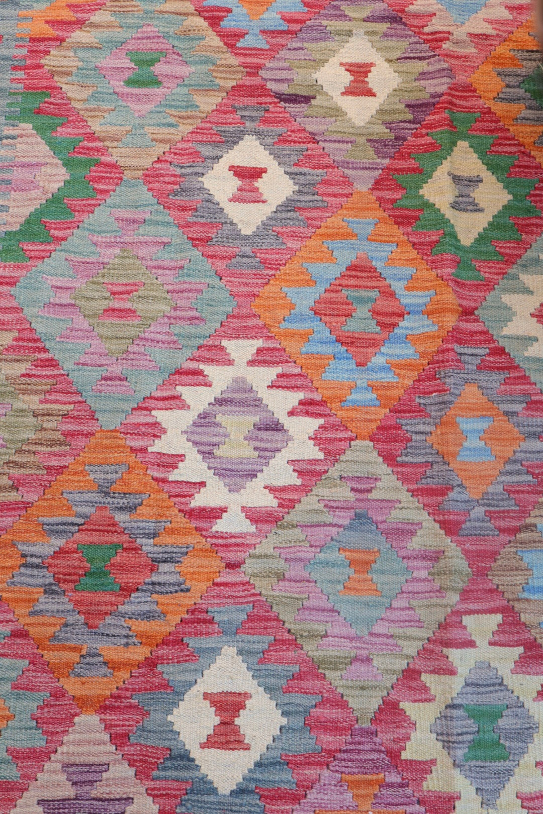 Traditional multicolored Afghan kilim carpet - 295 x 219 cm