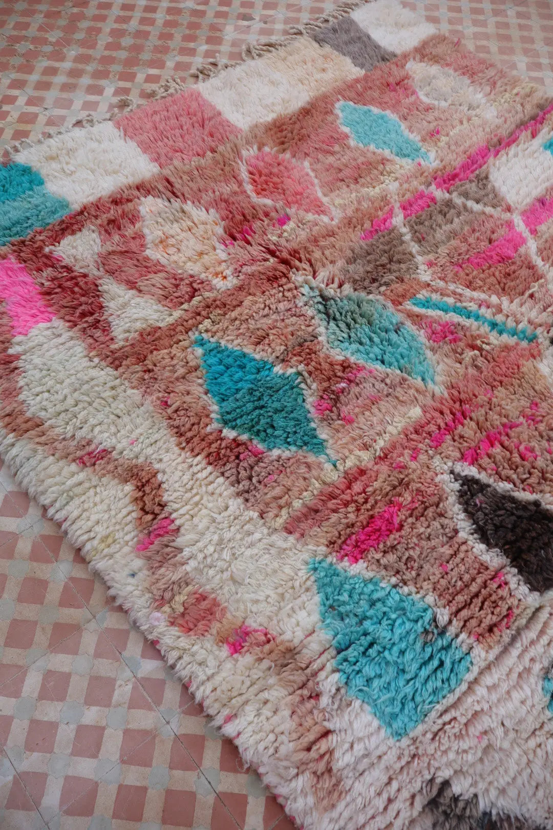 Alfombra Bereber Boujad Colorida Terracota Rosa Turquesa - 252 x 165 cm Néda