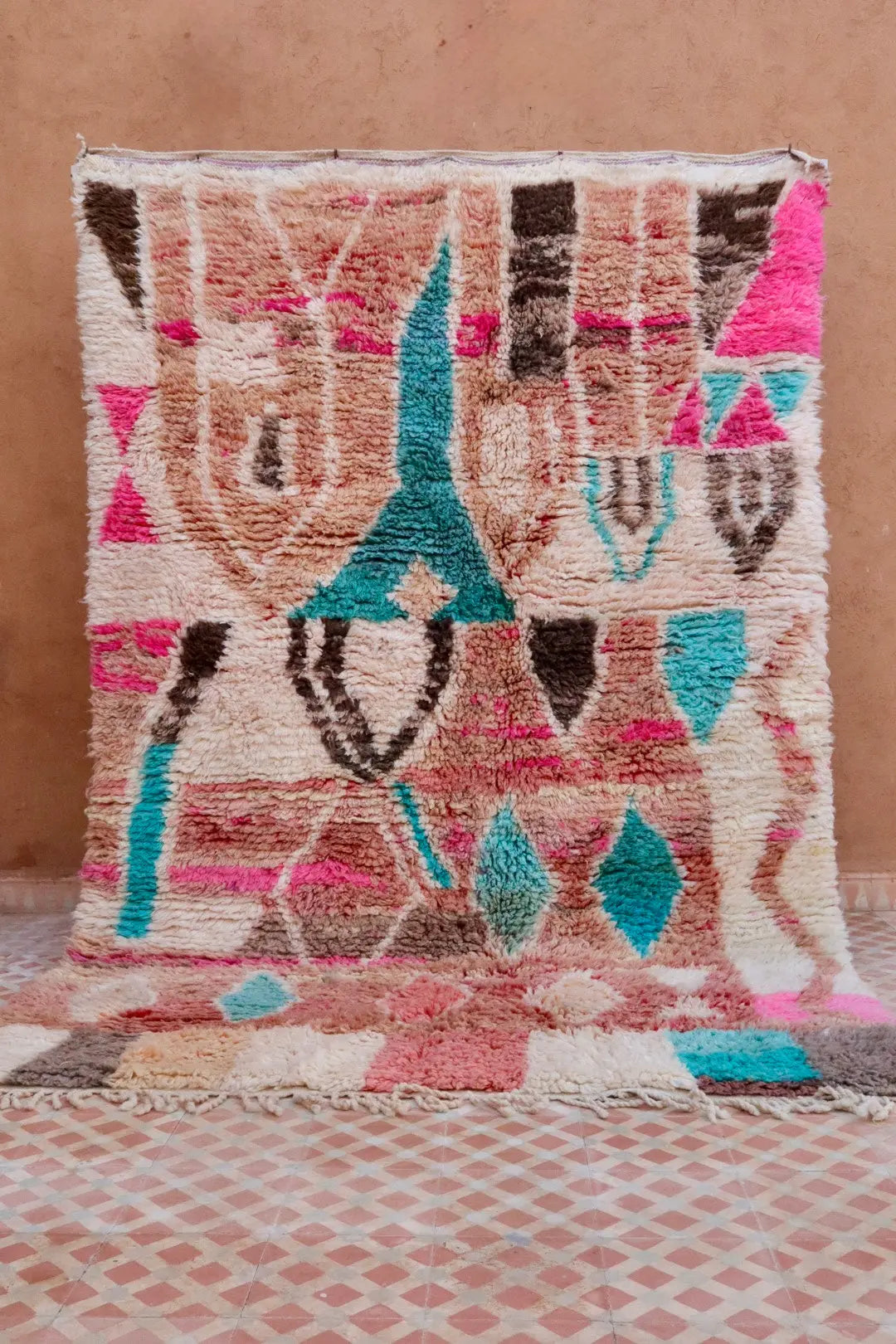 Alfombra Bereber Boujad Colorida Terracota Rosa Turquesa - 252 x 165 cm Néda