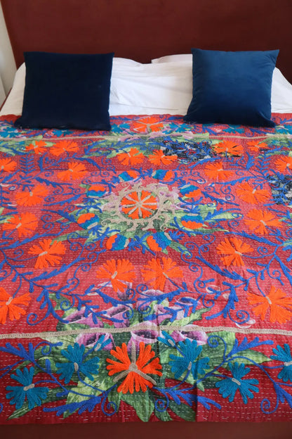 Kantha Suzani indien Brodé Multicolore – Coton Néda