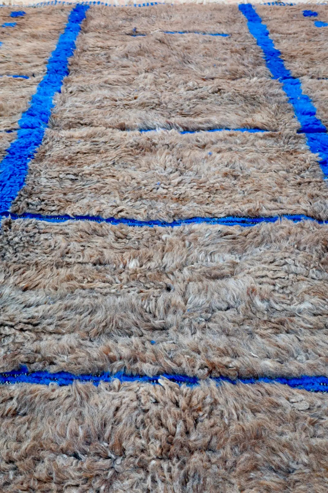 Tapis Berbère Gris et Bleu à Reliefs Béni Ouarain - 290 x 205 cm Néda