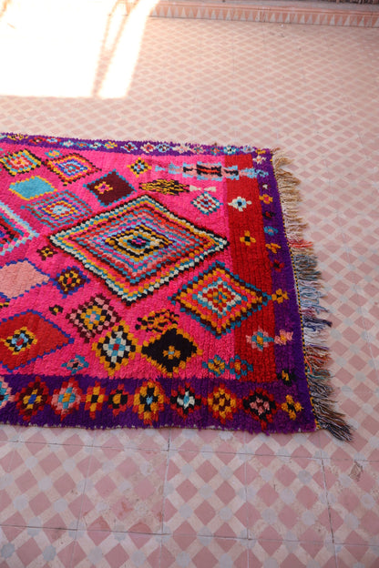 Tapis Berbère Azilal Vintage Coloré Rose - 240 x 139 cm Néda