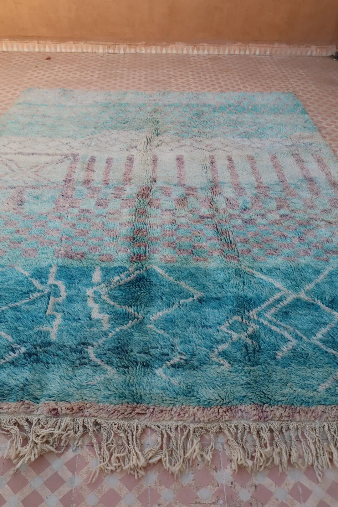 Tapis Berbère Coloré Bleu Béni Ouarain Qualité Supérieure - 290 x 212 cm Néda