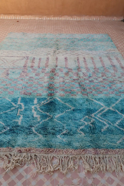 Tapis Berbère Coloré Bleu Béni Ouarain Qualité Supérieure - 290 x 212 cm Néda