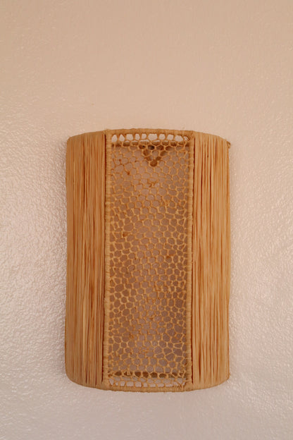 Natural Raffia Wall Sconces Honeycomb Middle