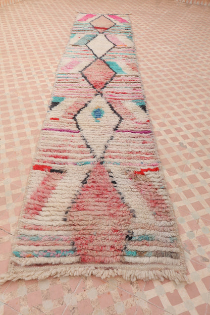 Tapis Couloir Boujad Marocain Coloré Losanges - 307 x 61 cm Néda
