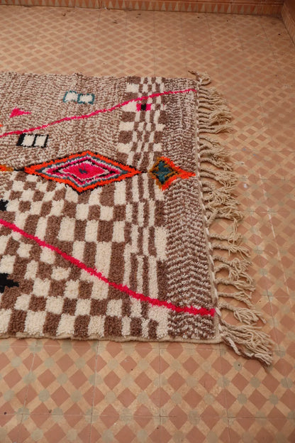 Tapis Berbère Coloré Azilal Motifs Blanc Motfis Multicolore-  247 x 160 cm Néda