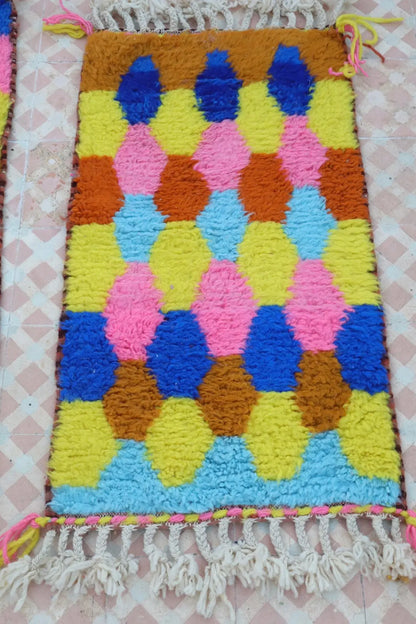 Duo de Tapis Berbères  Béni Ouarain Multicolore  - Descente de lit Néda
