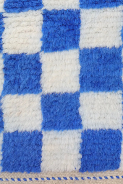 Alfombra Bereber a Cuadros Azul Klein Beni Ouarain Néda