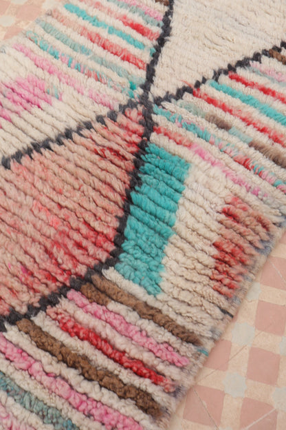 Tapis Couloir Boujad Marocain Coloré Losanges - 307 x 61 cm Néda