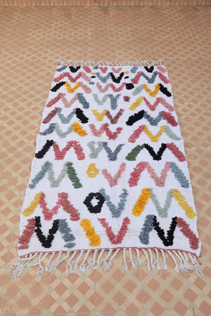 Tapis Berbère Boucherouite Coloré Géométrique – Coton recyclé et lavable - 165 x 93 cm Néda
