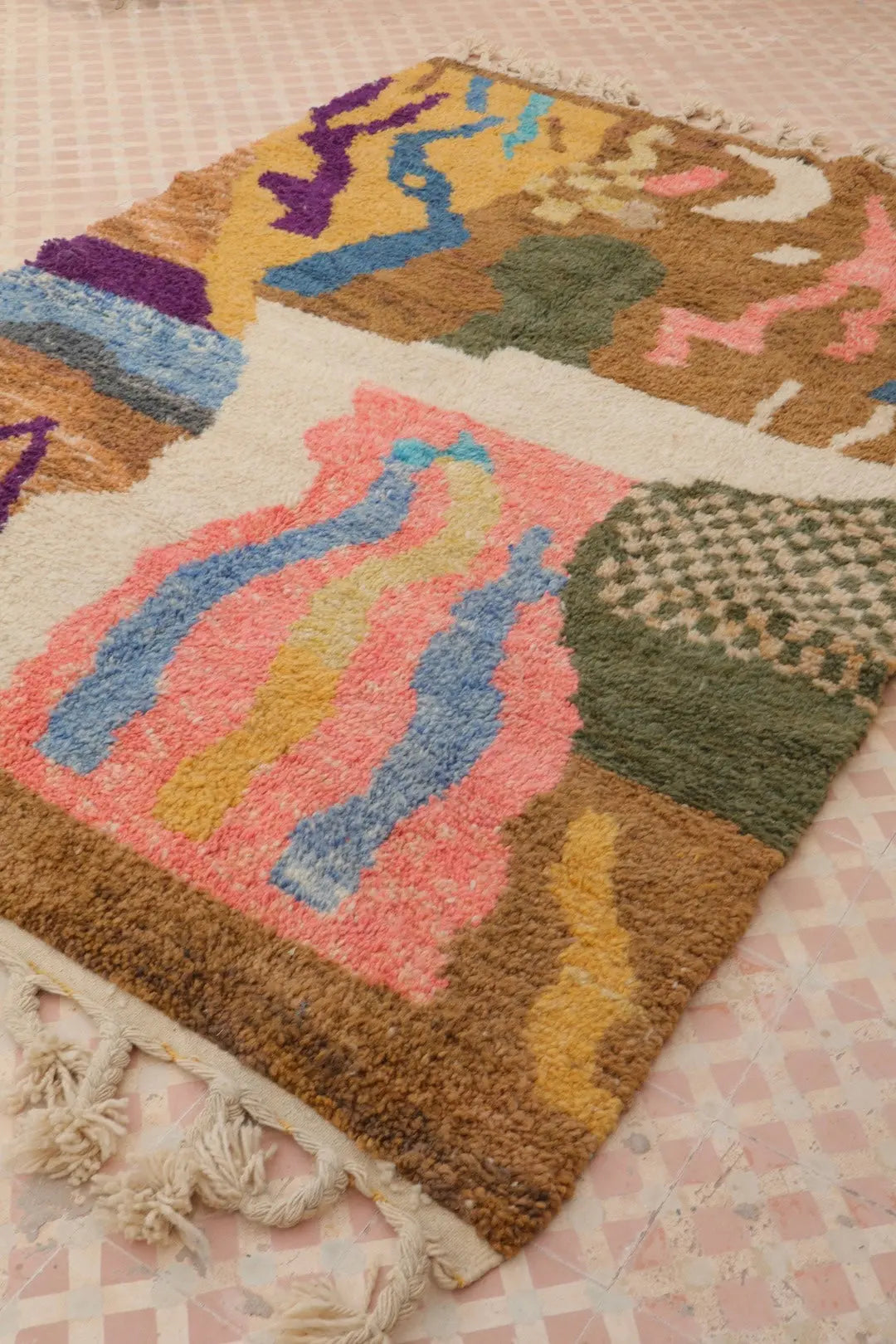 Tapis Berbère Abstrait Coloré Béni Ouarain Qualité Supérieure - 208 x 153 cm Néda