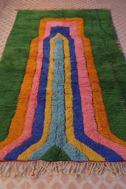 Tapis berbère marocain multicolore à reliefs tapis berbère coloré éclectique moderne 