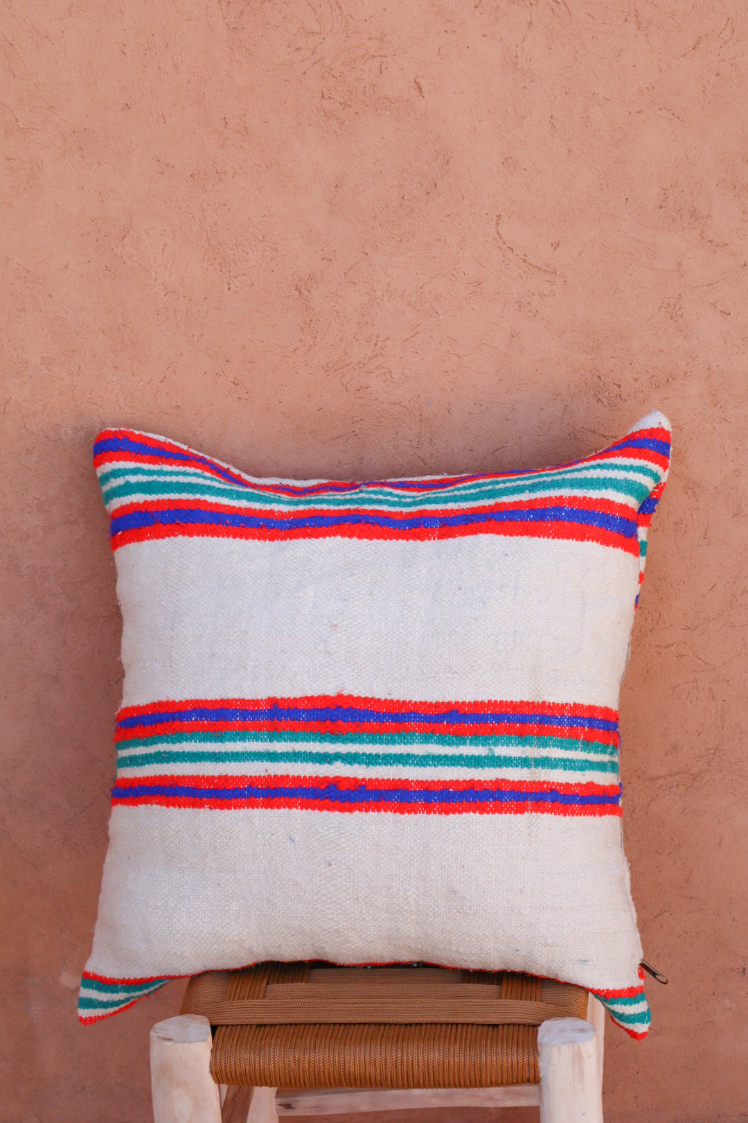 ELA striped wool cushion - Red green blue