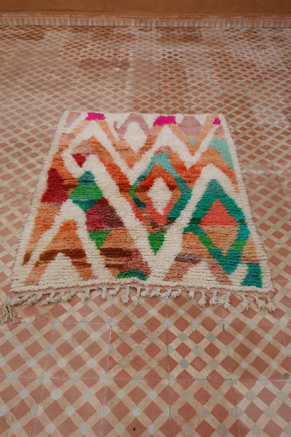 Alfombra Bereber Boujad Colorida Terracota Durazno Verde- 138 × 103 cm Néda