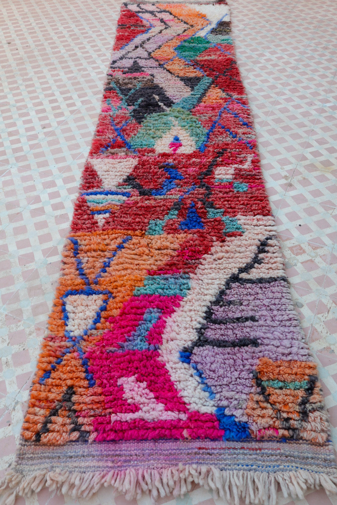 Tapis berbère de couloir coloré boujad 