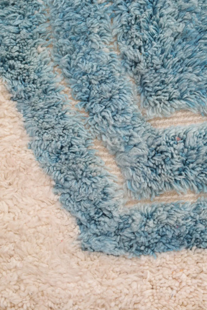 Tapis Berbère Blanc à Motifs Colorés Contemporain à Reliefs Béni Ouarain - 292 x 194 cm Néda