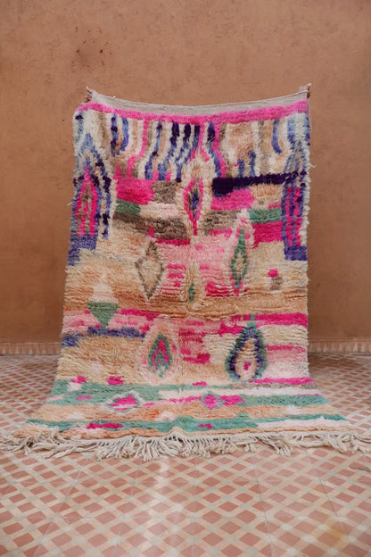 Alfombra Bereber Boujad Colorida Beige Turquesa Rosa - 233 × 142 cm Néda