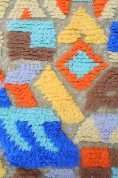 Tapis Berbère Couloir Béni Ouarain Multicolore en Reliefs- 303 x 77 cm Néda