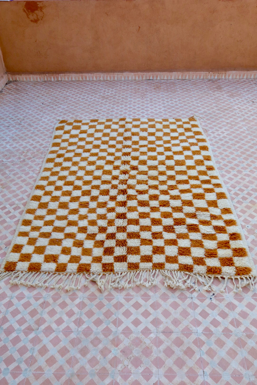 Alfombra Bereber a Cuadros Invertidos Marrones Azilal - 206 x 154 cm Néda