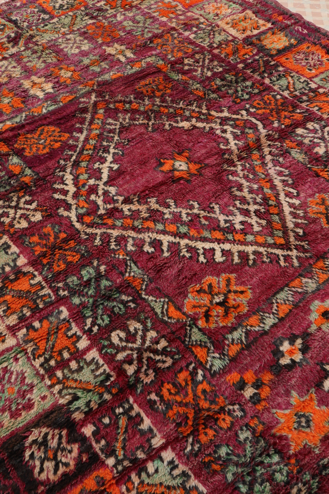 Tapis Berbère Boujaad Antique Bordeaux Orange - 276 x 197 cm