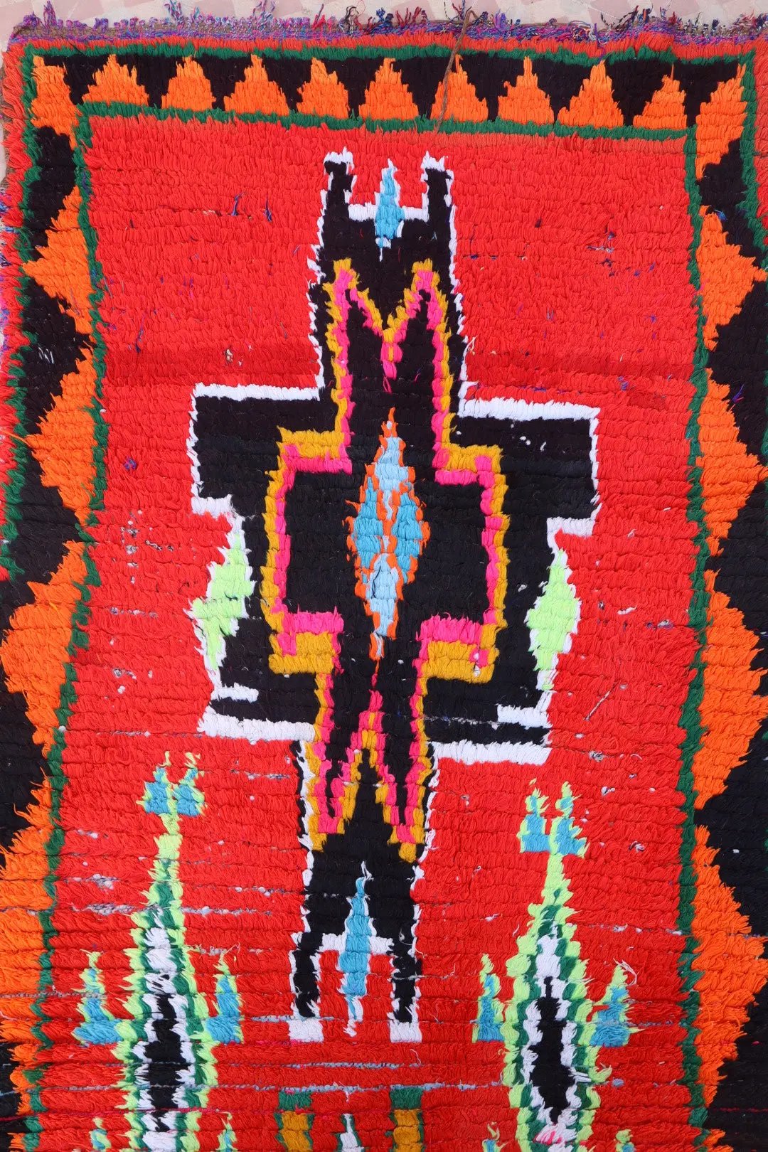 Tapis Berbère Azilal Vintage de Couloir Coloré Rouge Multicolore - 226 x 77 cm Néda