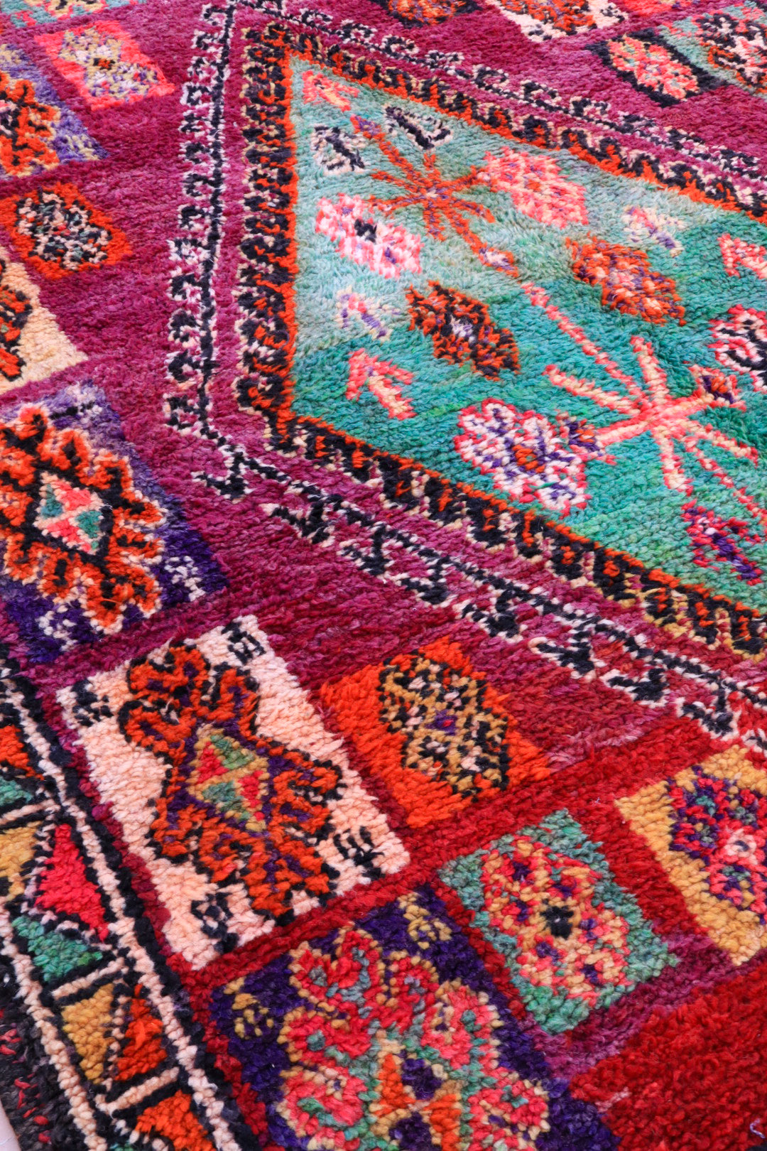 Berber carpet Boujaad Antique Violet Rose Green - 330 x 220 cm