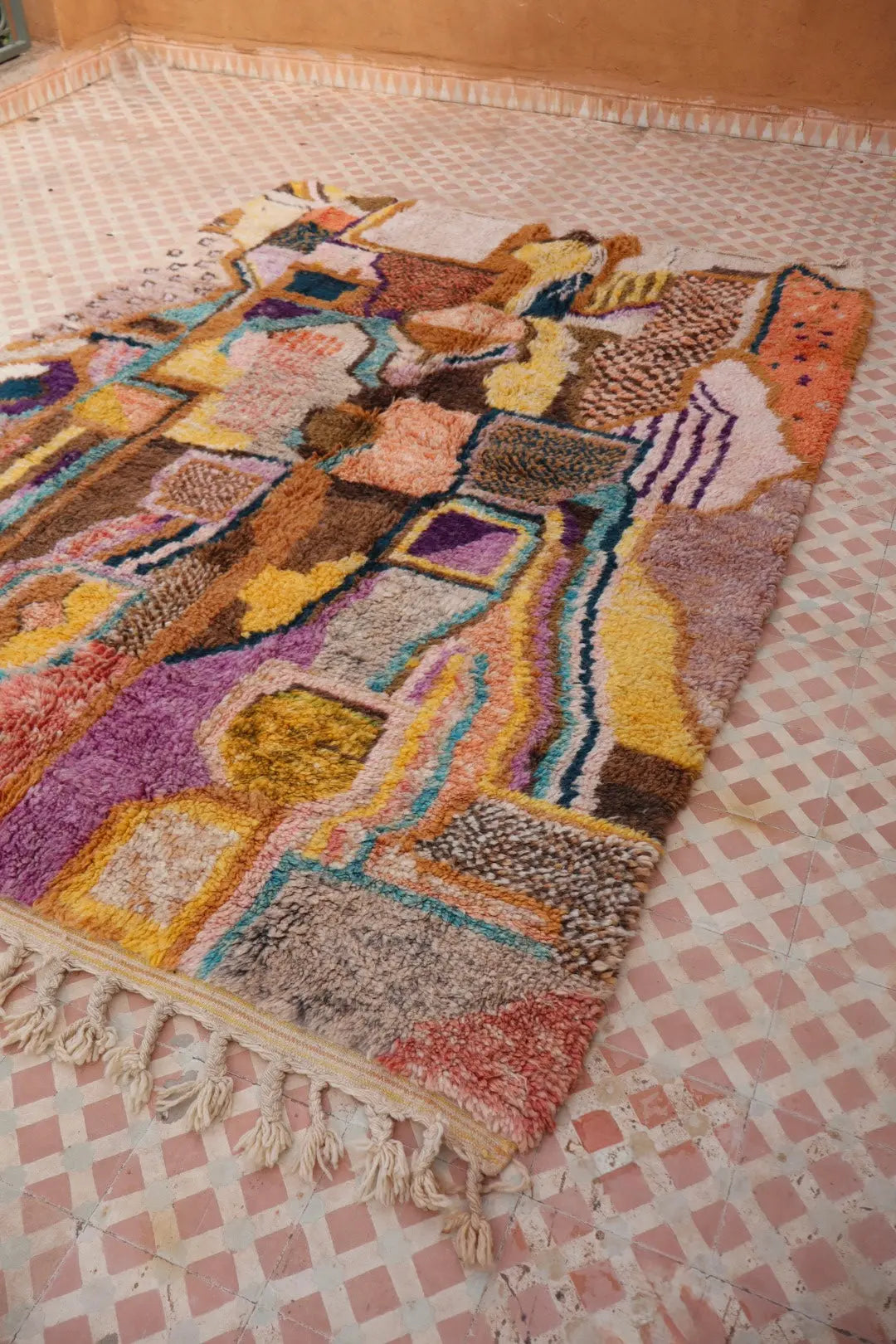 Tapis Berbère Tableau Multicolore Béni Ouarain Qualité Supérieure - 242 x 181 cm Néda
