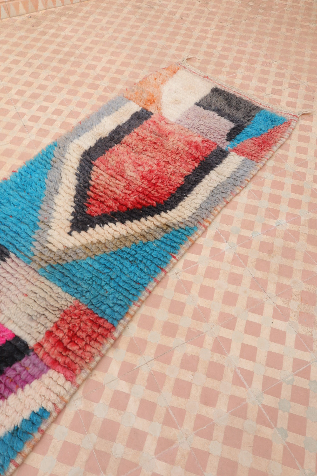 Tapis Berbère Couloir Boujad Motifs Multicolores  - 322 x 72 cm Néda