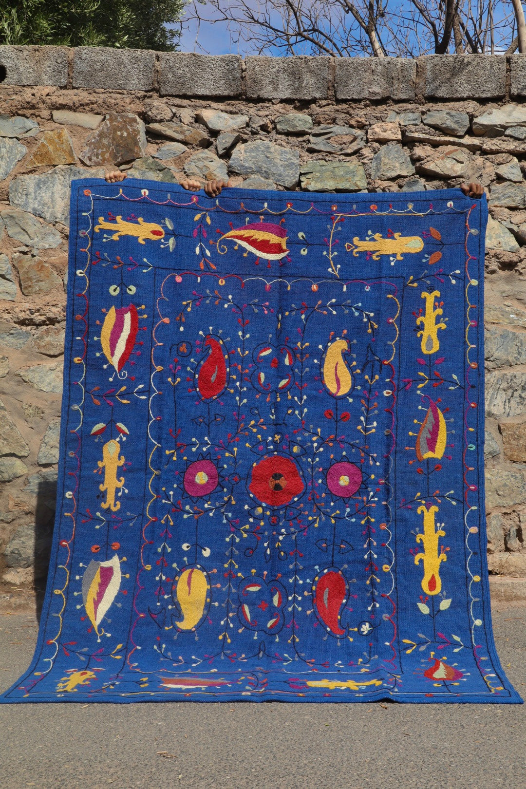 Multicolored blue suzani kilim carpet - 232 x 162 cm