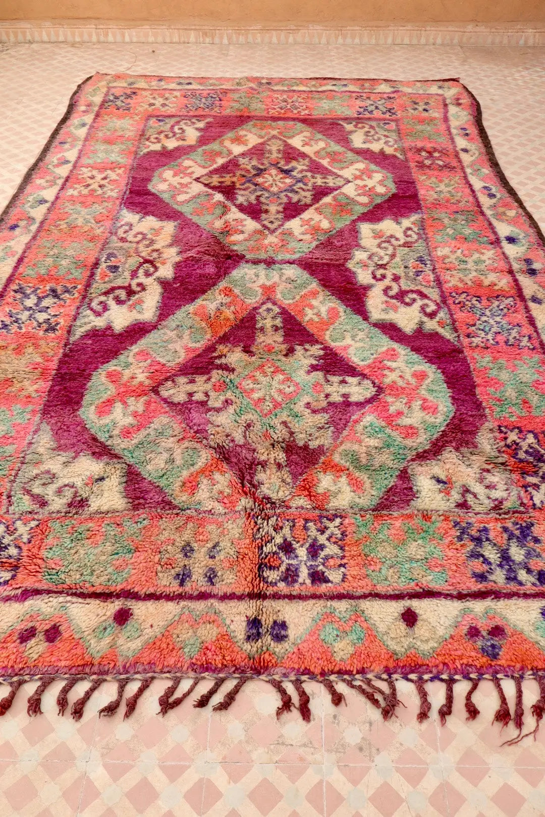 Tapis Berbère Boujaad Antique Violet Rose - 340 x 200 cm Néda