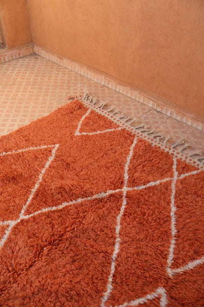 Tapis Berbère Coloré Terracotta et Blanc Béni Ouarain- 288 x 195 cm Néda