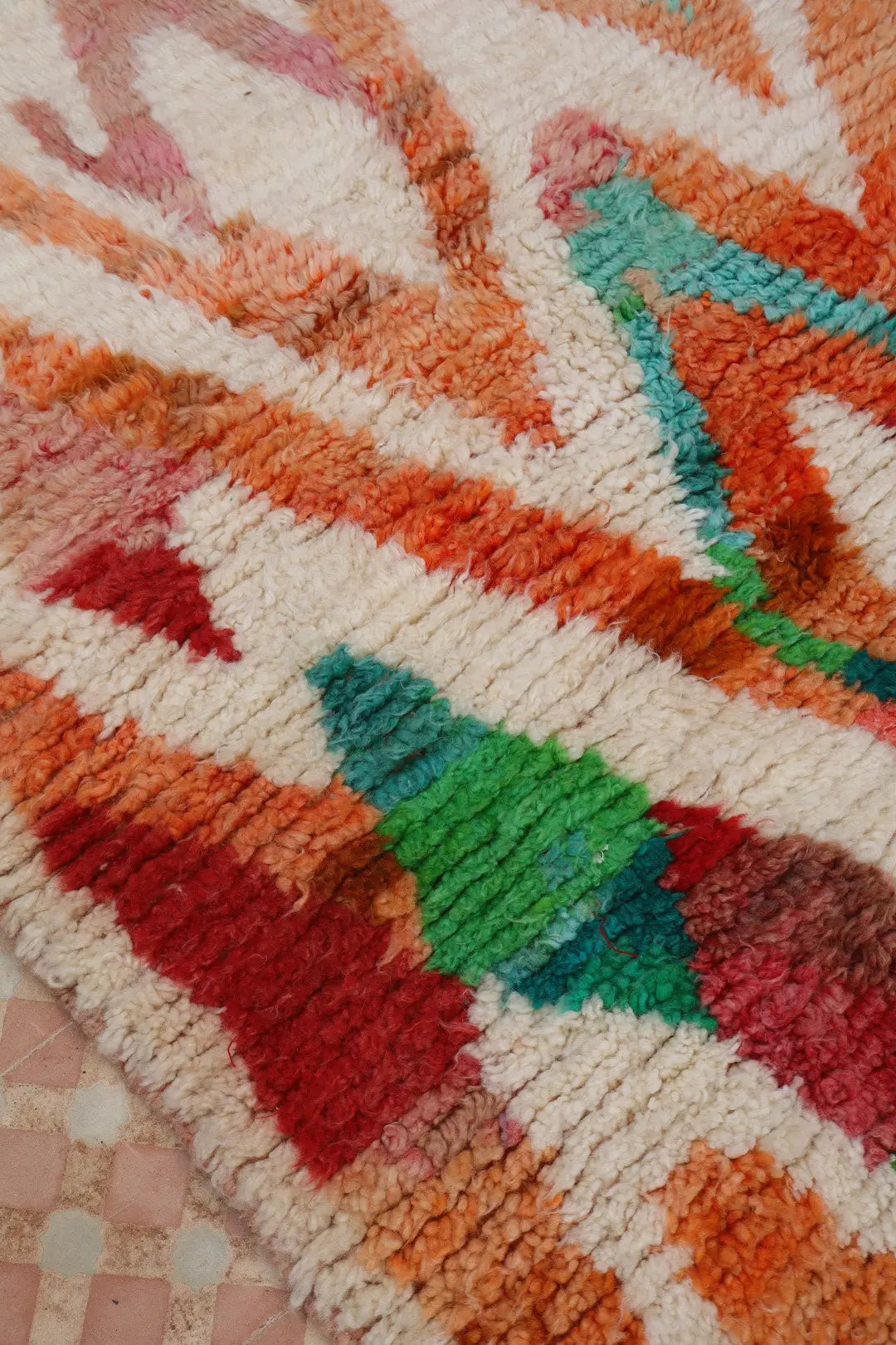 Alfombra Bereber Boujad Colorida Terracota Durazno Verde- 138 × 103 cm Néda