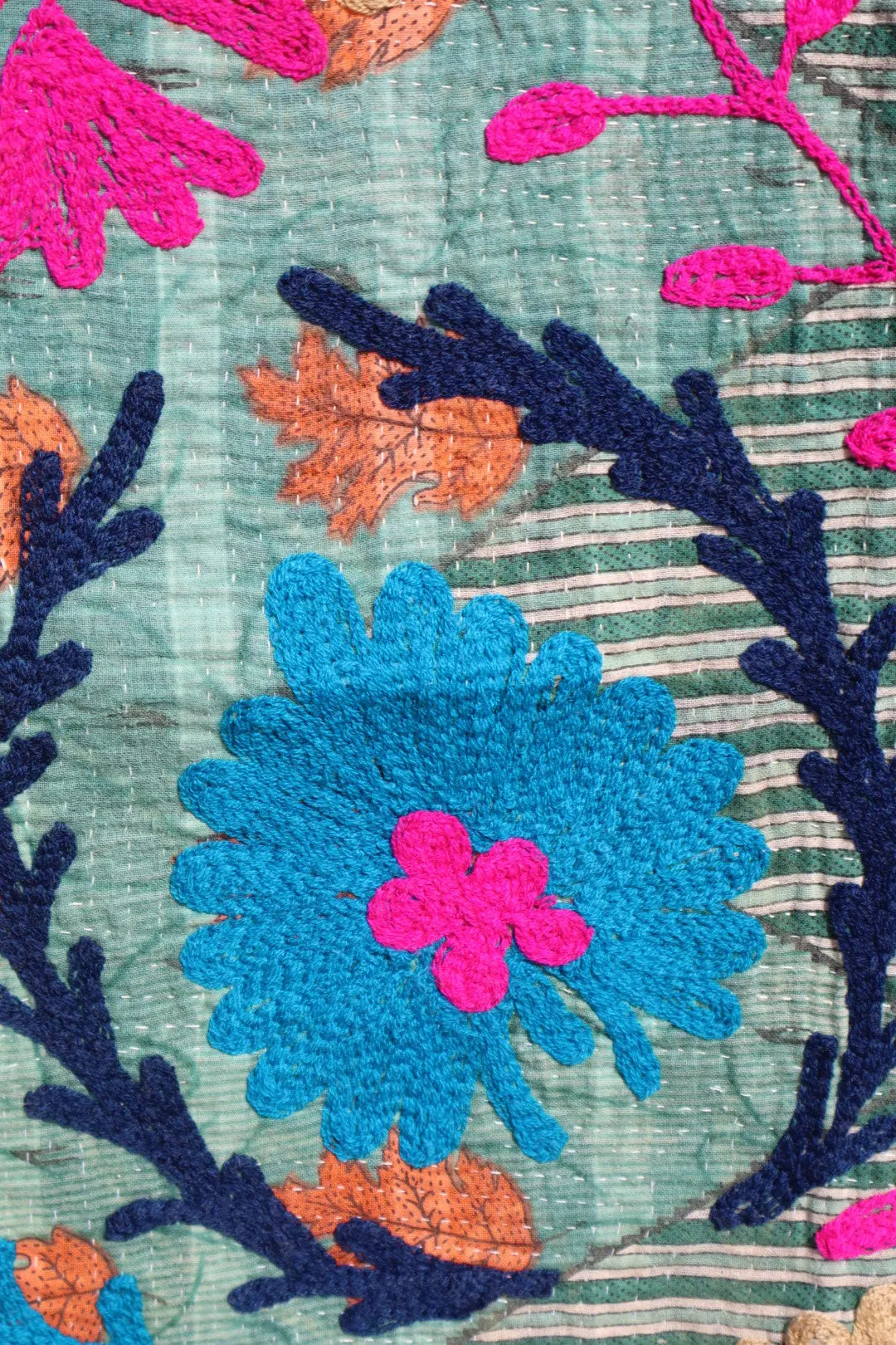 Kantha Suzani indien Brodé Multicolore Bleu– Coton Néda