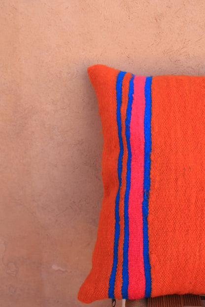 ELA striped wool cushion - Pink orange