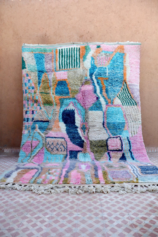 Tapis Berbère Tableau Multicolore Béni Ouarain Qualité Supérieure -300 x 206 cm