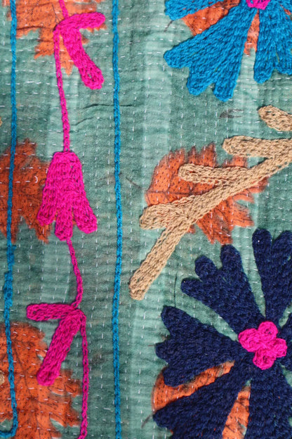 Kantha Suzani indien Brodé Multicolore Bleu– Coton Néda