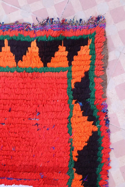 Tapis Berbère Azilal Vintage de Couloir Coloré Rouge Multicolore - 226 x 77 cm Néda