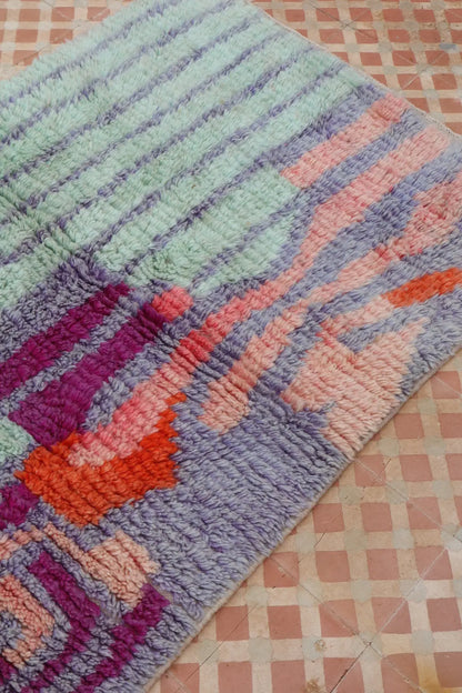 Alfombra Bereber Boujad Colorida Lila Turquesa - 151 × 106 cm Néda