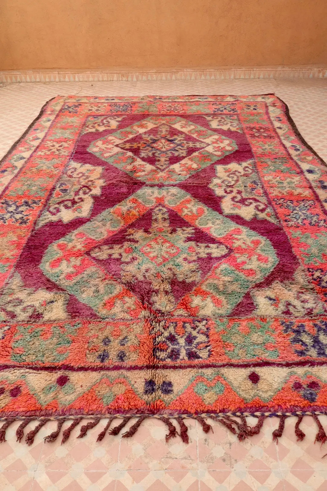 Tapis Berbère Boujaad Antique Violet Rose - 340 x 200 cm Néda