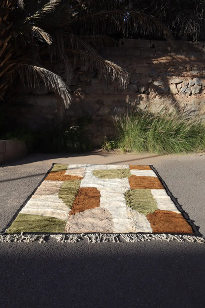 Tapis Berbère Mrirt Moderne Kaki Crème Marron - 310 x 210 cm Néda
