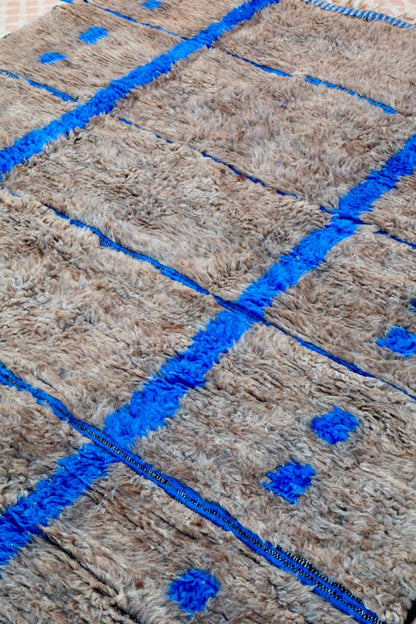 Tapis Berbère Gris et Bleu à Reliefs Béni Ouarain - 290 x 205 cm Néda