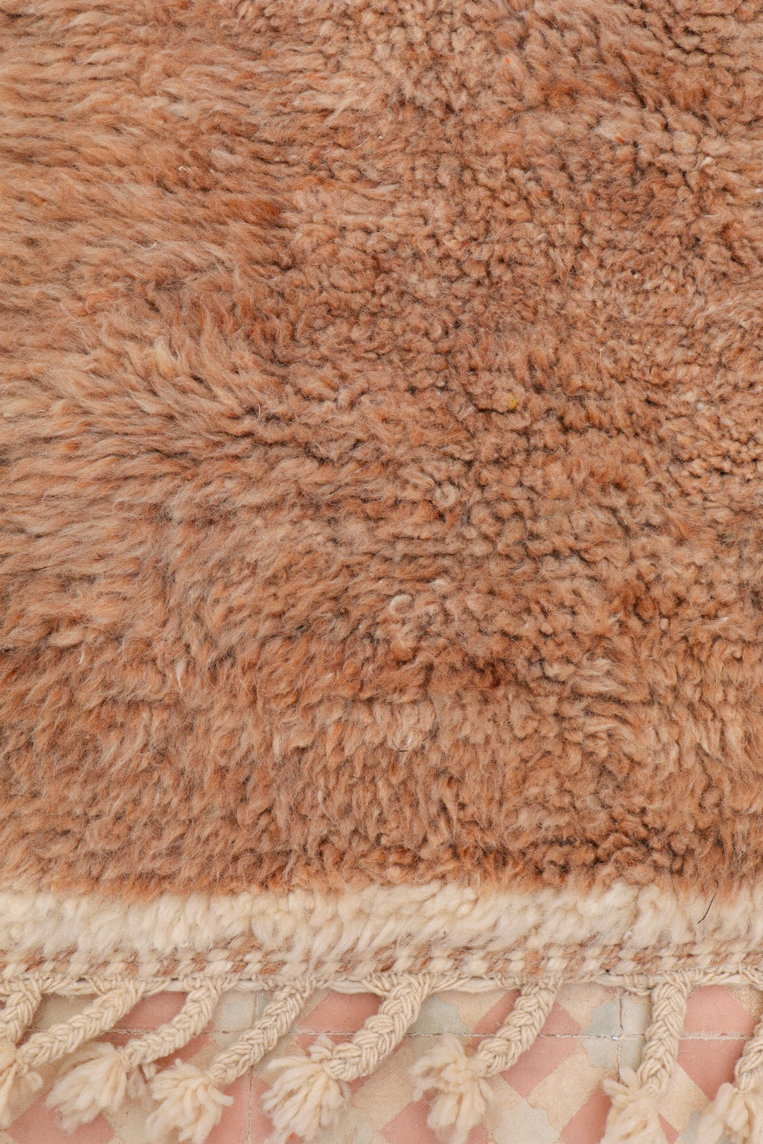 Tapis Berbère Béni Ouarain Moderne Coloré Marron Beige Foncé Blanc - 158 x 115 cm