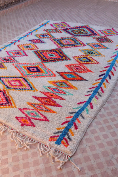 Tapis Berbère Azilal Colorés Motifs Multicolores et Fluo- 262 x 191 cm Néda