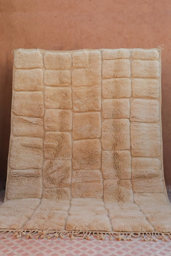Tapis Berbère Mrirt Beige Rose Terracotta Reliefs  - 191 x 127 cm