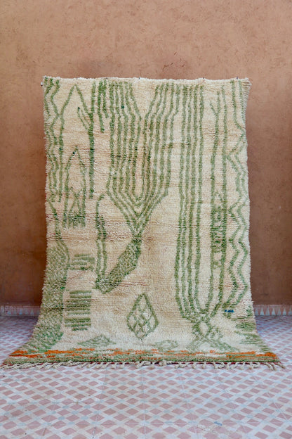 Alfombra Bereber Boujad Beige Verde Almendra y Naranja - 241 × 163 cm Néda