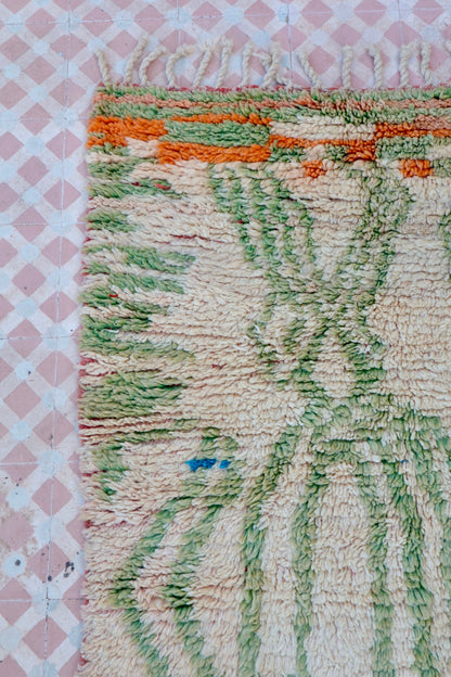 Alfombra Bereber Boujad Beige Verde Almendra y Naranja - 241 × 163 cm Néda